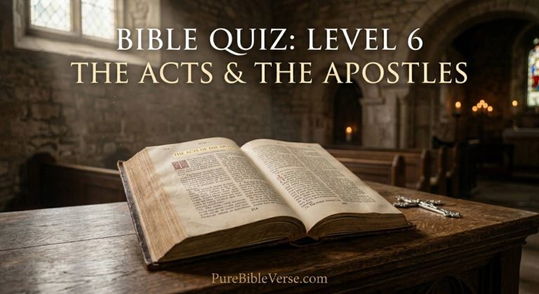 Bible Quiz Level 6 The Acts and The Apostles Featured Image with Holy Bible at PureBibleVerse.com