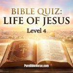 Interactive Bible Quiz Level 4 Life of Jesus Featured Image with Glowing Bible at Sunrise